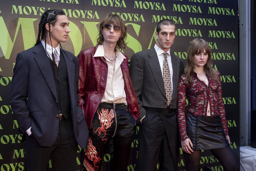 The Italian band Maneskin composed by Damiano David, Victoria De Angelis, Thomas Raggi and Ethan Torchio attends the inauguration of Moysa, the innovative creative hub founded by Fabrizio Ferraguzzo a ...