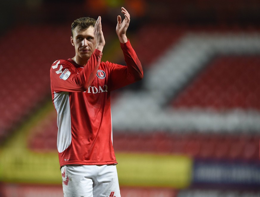 Charlton Athletic v Gillingham - Sky Bet League One - The Valley Charlton Athletic s Krystian Bielik applauds the home fans at full time EDITORIAL USE ONLY No use with unauthorised audio, video, data, ...