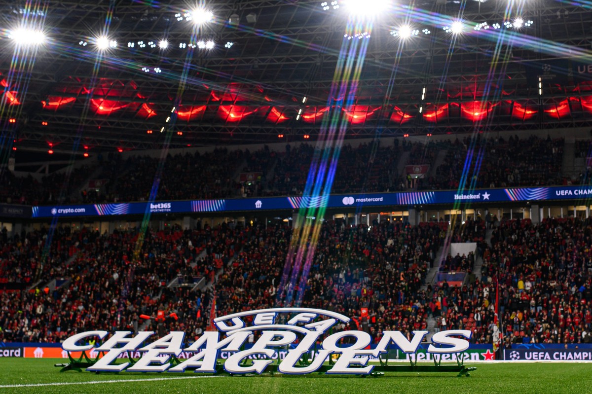 LEVERKUSEN, GERMANY - 1 OCTOBER, 2025: Logo - The UEFA Champions League football match between Bayer 04 Leverkusen vs PSV Eindhoven at BayArena. PUBLICATIONxNOTxINxRUS Copyright: xVitaliixKliuievx