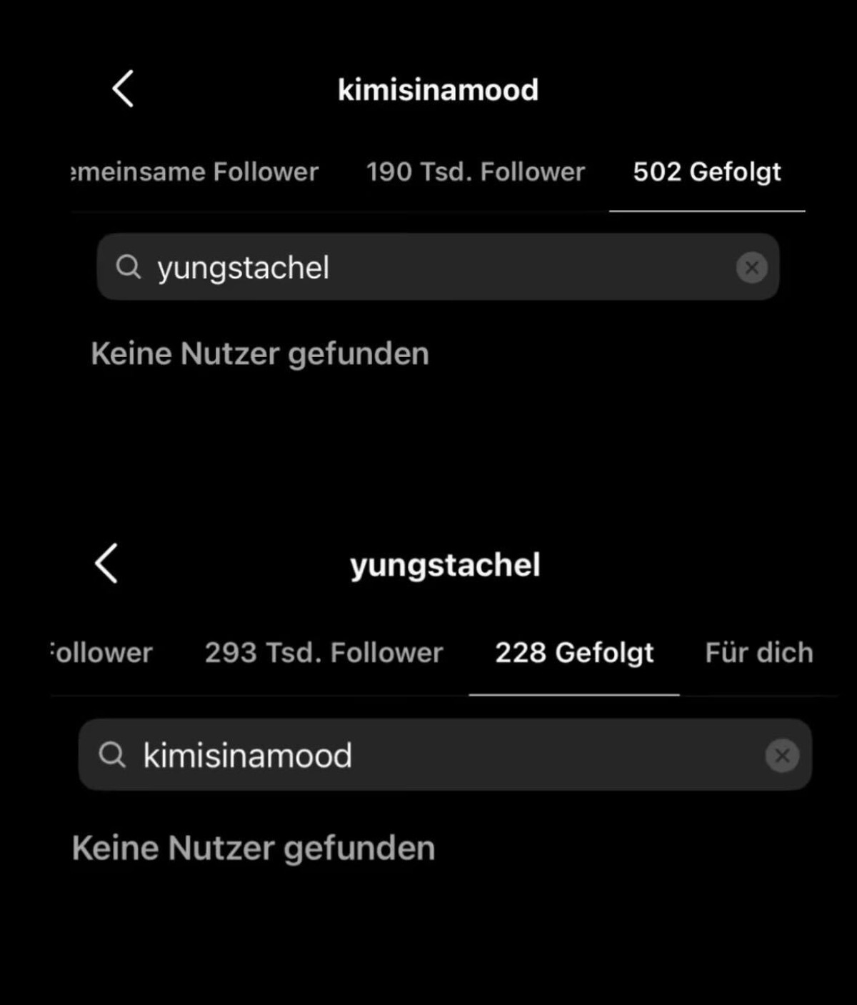 Klar ist: Die beiden folgen sich gegenseitig nicht mehr auf Instagram.
