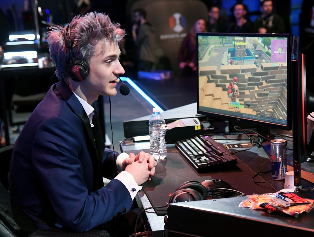 LAS VEGAS, NV - APRIL 21: Twitch streamer and professional gamer Tyler &quot;Ninja&quot; Blevins streams during Ninja Vegas &#039;18 at Esports Arena Las Vegas on April 21, 2018 in Las Vegas, Nevada.  ...