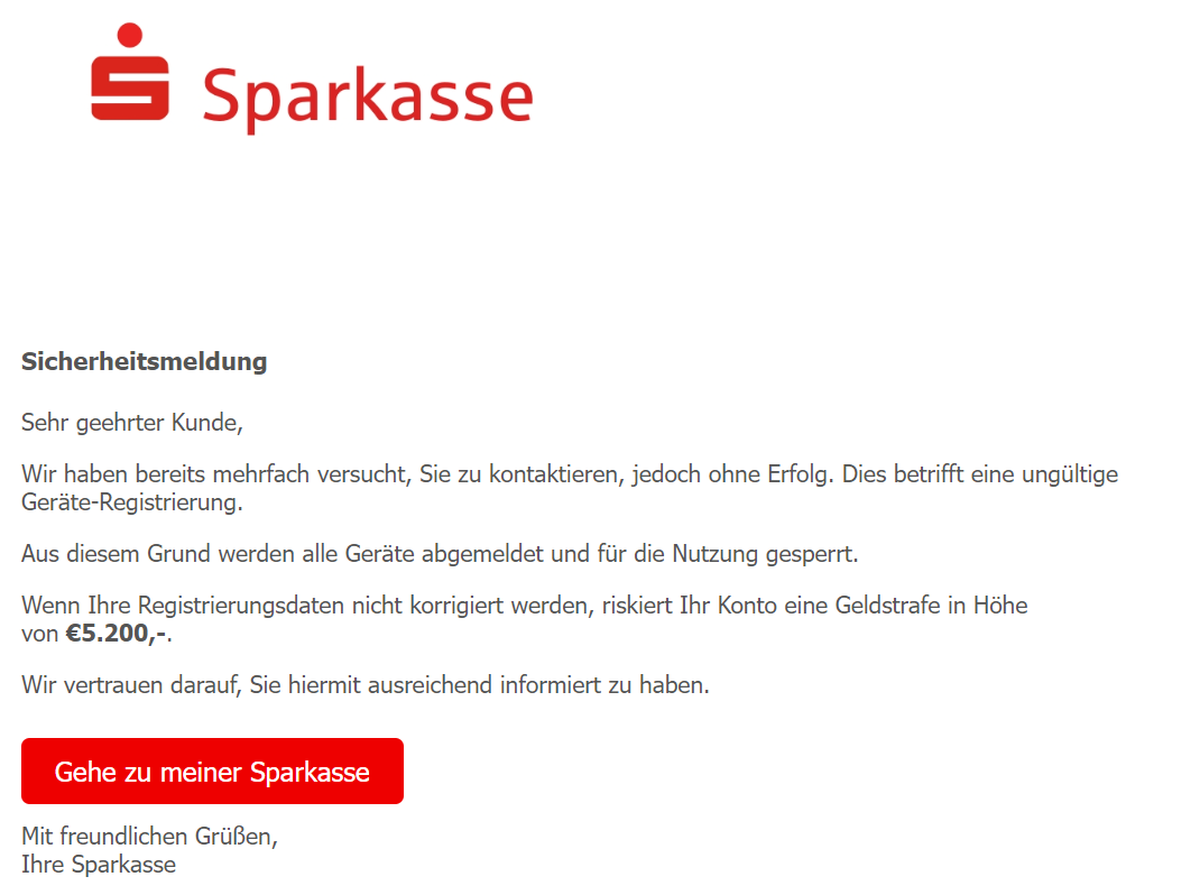 Das ist die Mail, vor der die Verbraucherzentrale warnt.