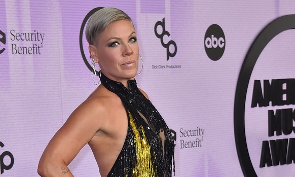 Pink arrives at the American Music Awards on Sunday, Nov. 20, 2022, at the Microsoft Theater in Los Angeles. (Photo by Jordan Strauss/Invision/AP)
