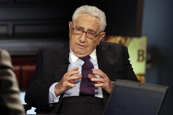 FILE - Former U.S. Secretary of State Henry Kissinger is interviewed by Neil Cavuto on his &quot;Cavuto Coast to Coast&quot; program on the Fox Business Network, June 5, 2015, in New York. Kissinger,  ...