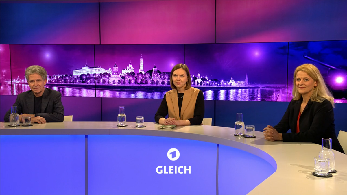 Maischbergers Kommentatoren: Hubert Seipel, Ljudmyla Melnyk und Kristina Dunz.