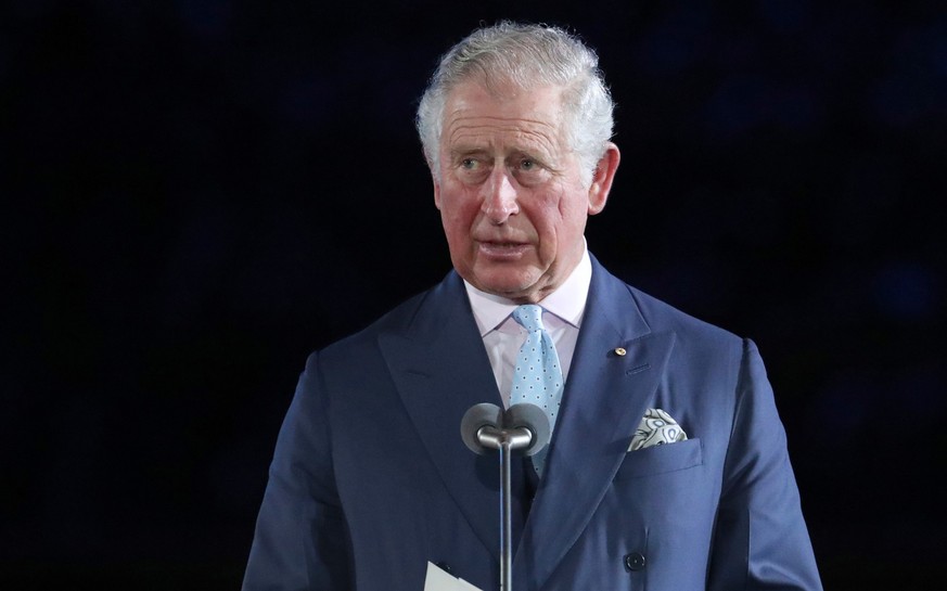 ARCHIV – 4. April 2018, Australien, Gold Coast: Charles, damals Prinz von Wales, erklärt die Spiele während der Eröffnungszeremonie der Commonwealth Games 2018 im Carrara-Stadion für eröffnet. König Karl...