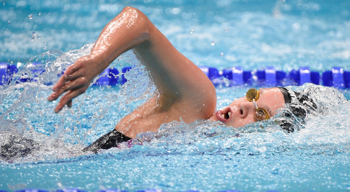 Schwimmen: Weltmeisterschaft, Vorläufe, 1500m Freistil, Frauen am 24.07.2017 in Budapest (Ungarn). Celine Rieder aus Deutschland schwimmt. Foto: Axel Heimken/dpa