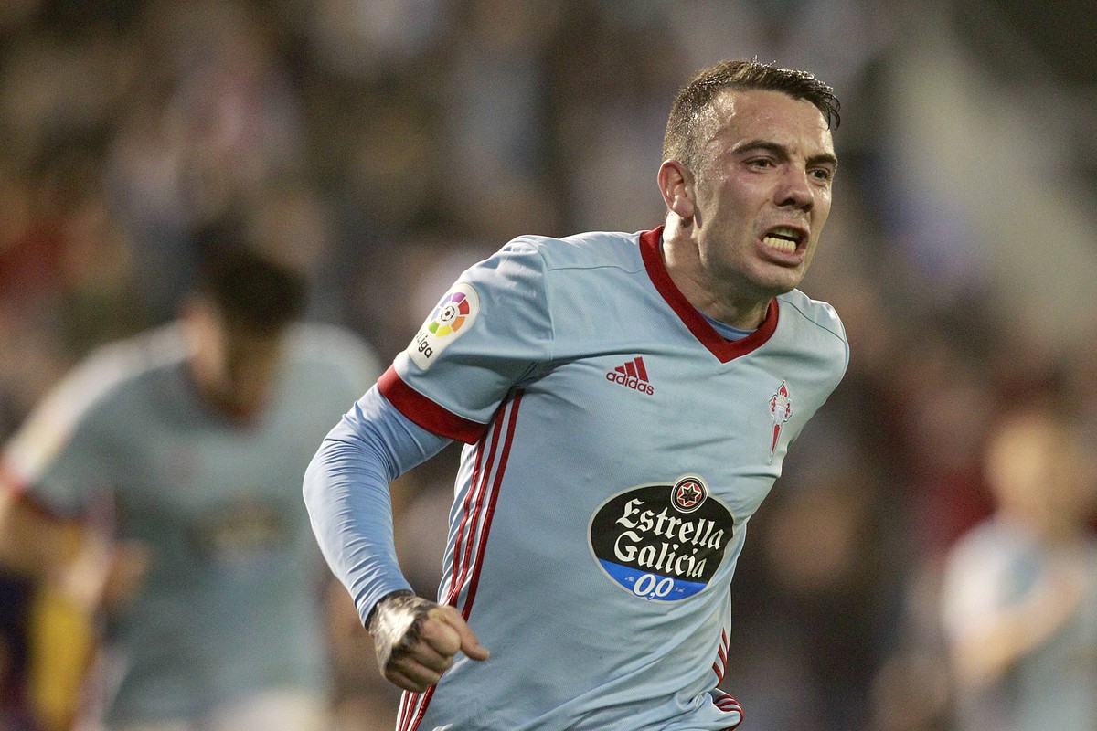 RC Celta de Vigo s Iago Aspas celebrates goal during La Liga match. April 17,2018. PUBLICATIONxINxGERxSUIxAUTxPOLxDENxNORxSWExONLY (2018041782)