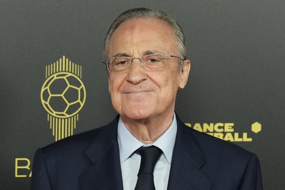 Real Madrid president Florentino Perez poses for a picture prior the 66th Ballon d&#039;Or ceremony at Theatre du Chatelet in Paris, France, Monday, Oct. 17, 2022. (AP Photo/Francois Mori)