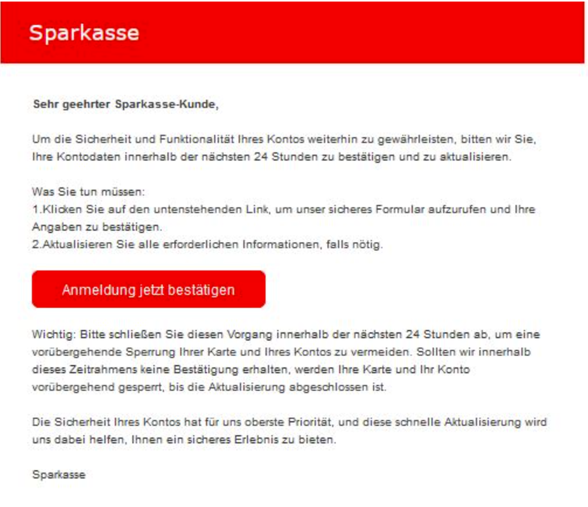Die Verbraucherzentrale warnt vor dieser Mail.