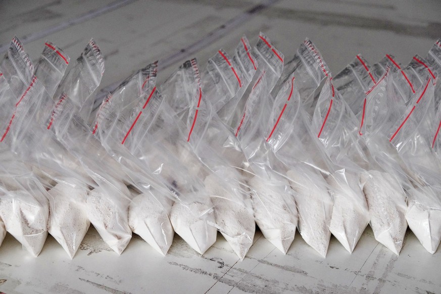 A large number of transparent sachets filled with white powder. White powder packaged in small sachets. Model Released Property Released xkwx white powder sachet drugs drug consignment cocaine confisc ...