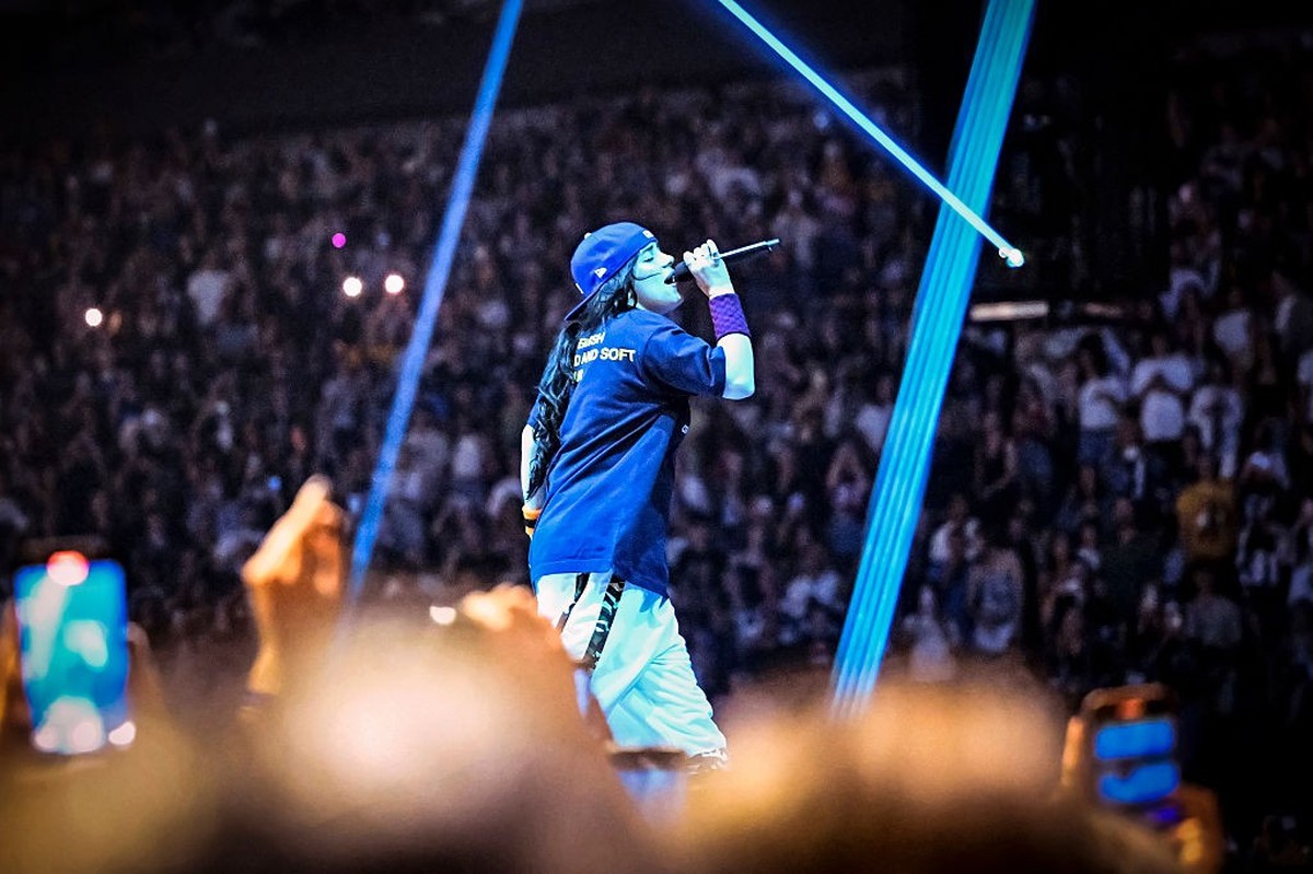 LONDON, ENGLAND - JULY 10: Billie Eilish performs on stage at The O2 Arena on July 10, 2025 in London, England. (Photo by Gareth Cattermole/Getty Images for Live Nation)