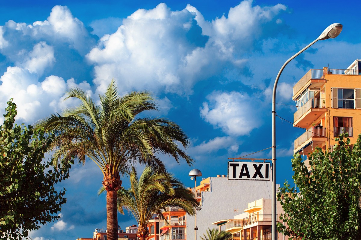 Taxi sign street view, Mallorca street view taxi sign