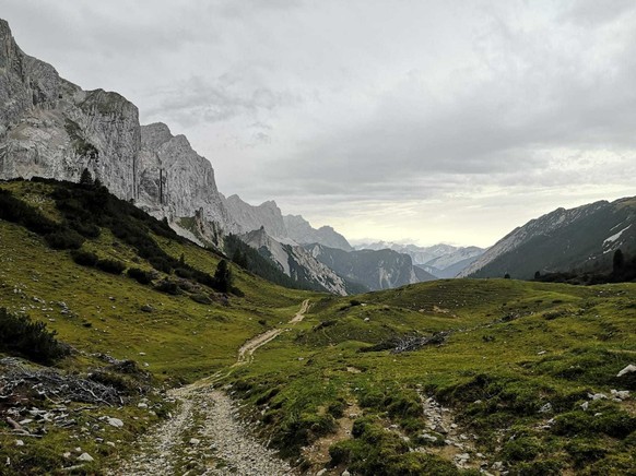 Spuren von Murenabgängen im Hinterautal in Tirol.