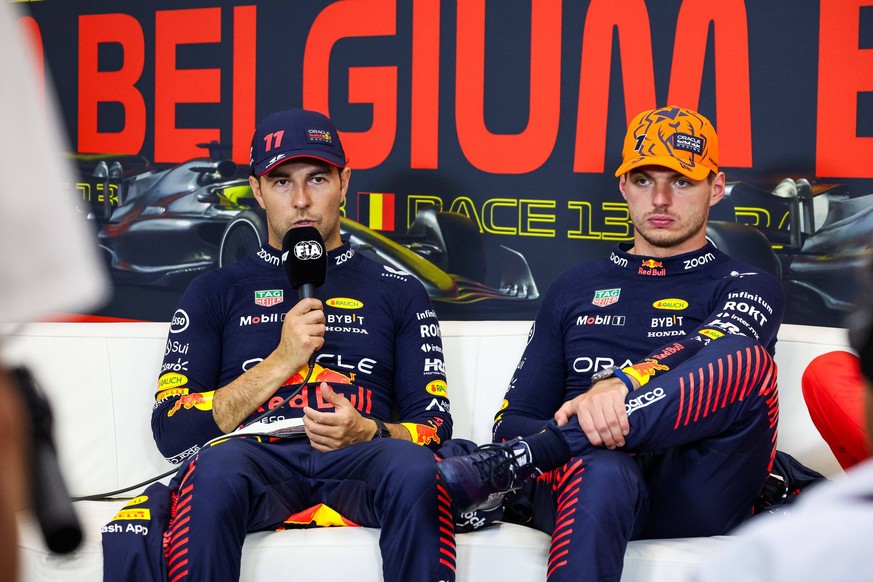 PEREZ Sergio mex, Red Bull Racing RB19, VERSTAPPEN Max ned, Red Bull Racing RB19, portrait during the 2023 Formula 1 MSC Cruises Belgian Grand Prix, 12th round of the 2023 Formula One World Championsh ...