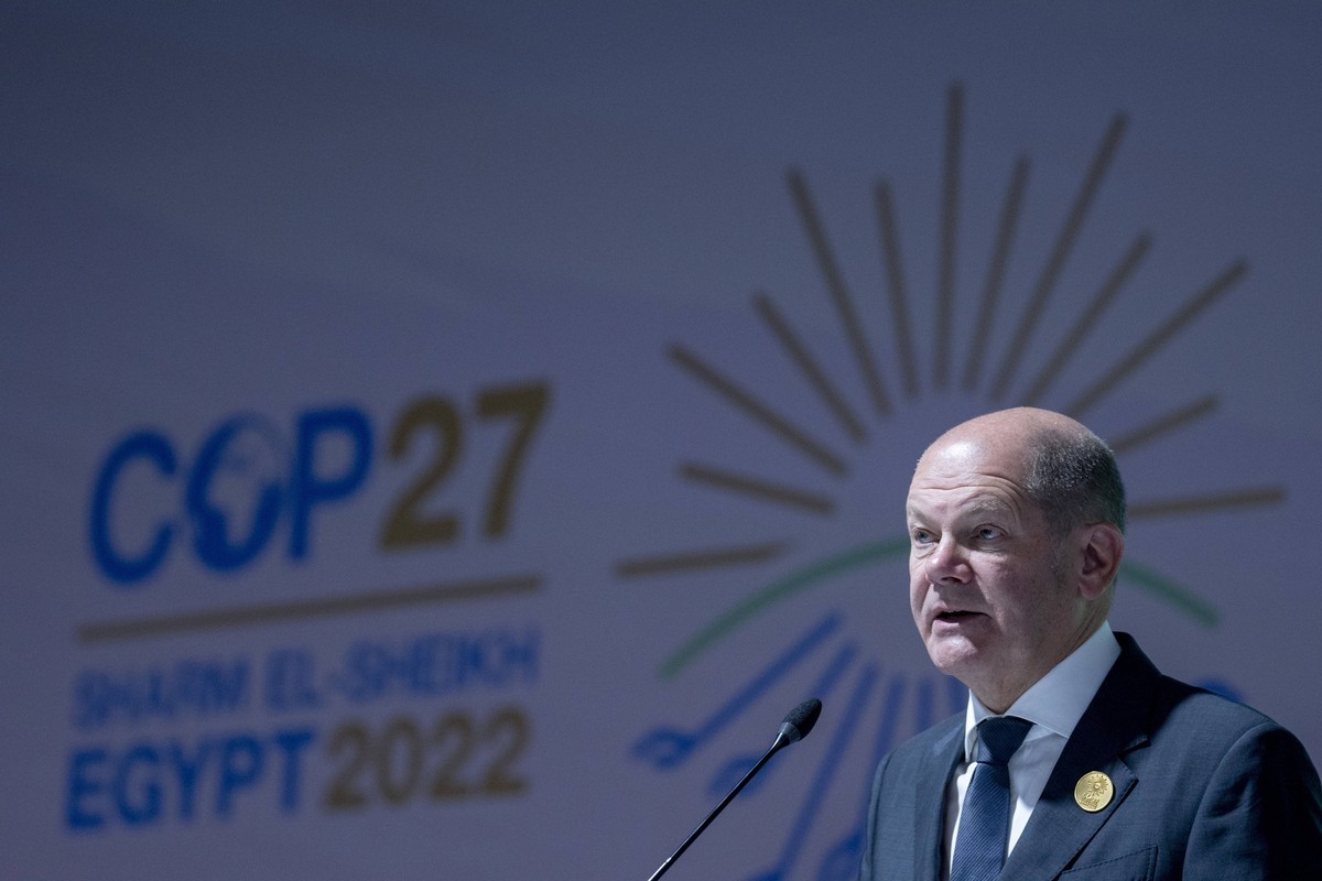 News Themen der Woche KW45 Klimatoppmote COP27 i Sharm el Sheikh i Egypt Sharm el Sheikh, Egypt 20221108. Tysklands forbundskansler Olaf Scholz pa Leaders meeting on adaptation in Africa under Klimato ...