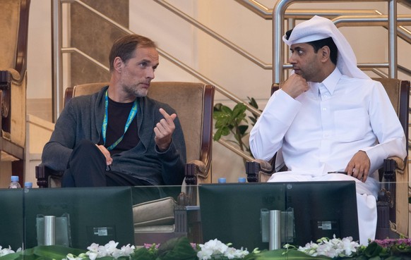 ATP Tennis Herren Qatar ExxonMobil Open 2019 H.E. Nasser bin Ghanim Al Khelaifi and PSG Coach Thomas Tuchel *** ATP Qatar ExxonMobil Open 2019 H E E Nasser bin Ghanim Al Khelaifi and PSG Coach Thomas  ...