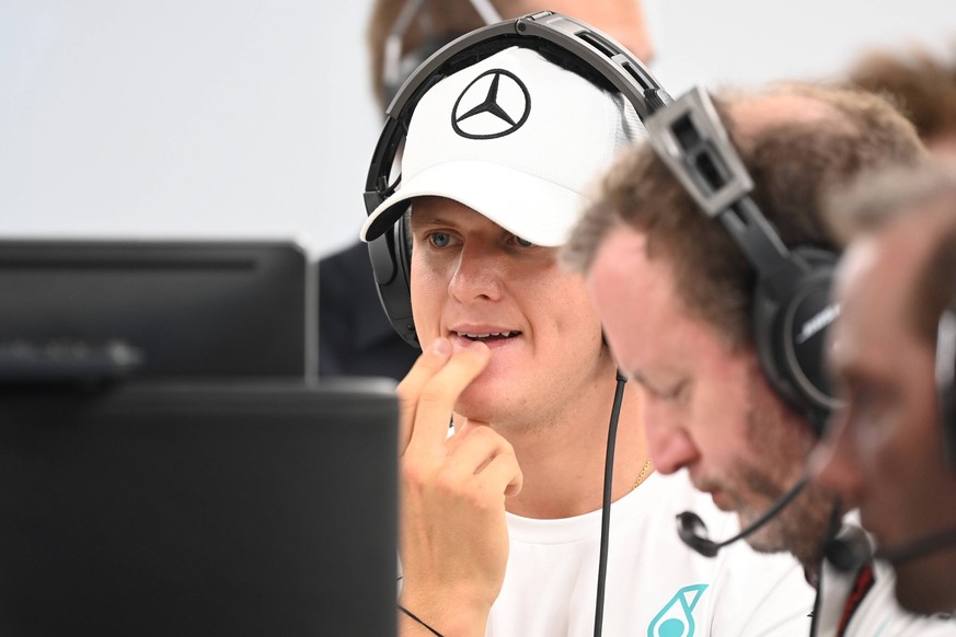 Formula 1 2023: Singapore GP MARINA BAY STREET CIRCUIT, SINGAPORE - SEPTEMBER 16: Mick Schumacher, Reserve Driver, Mercedes-AMG during the Singapore GP at Marina Bay Street Circuit on Saturday Septemb ...