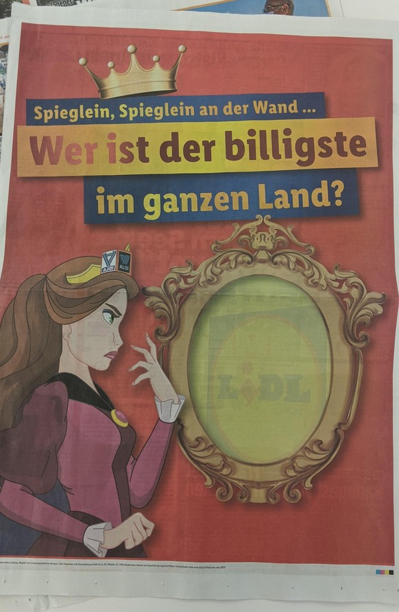 &quot;Wer ist der billigste im ganzen Land?&quot;, fragt sich die Comic-Königin in der Lidl-Anzeige.