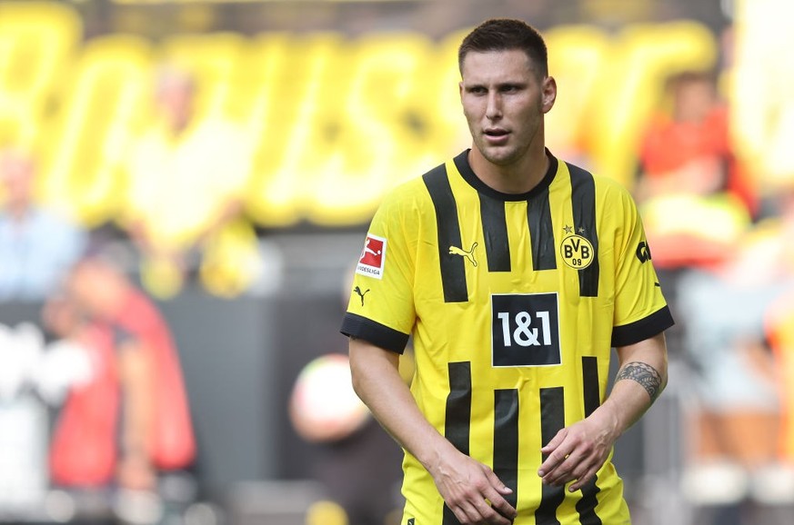 DORTMUND, GERMANY - AUGUST 20: Niklas Suele of Dortmund looks on during the Bundesliga match between Borussia Dortmund and SV Werder Bremen at Signal Iduna Park on August 20, 2022 in Dortmund, Germany ...