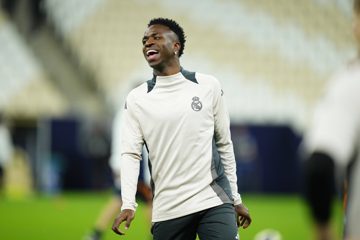 FIFA Intercontinental Cup Final Previews Vinicius Junior left winger of Real Madrid and Brazil during the Real Madrid training prior to FIFA Intercontinental Cup final match between Real Madrid and C. ...