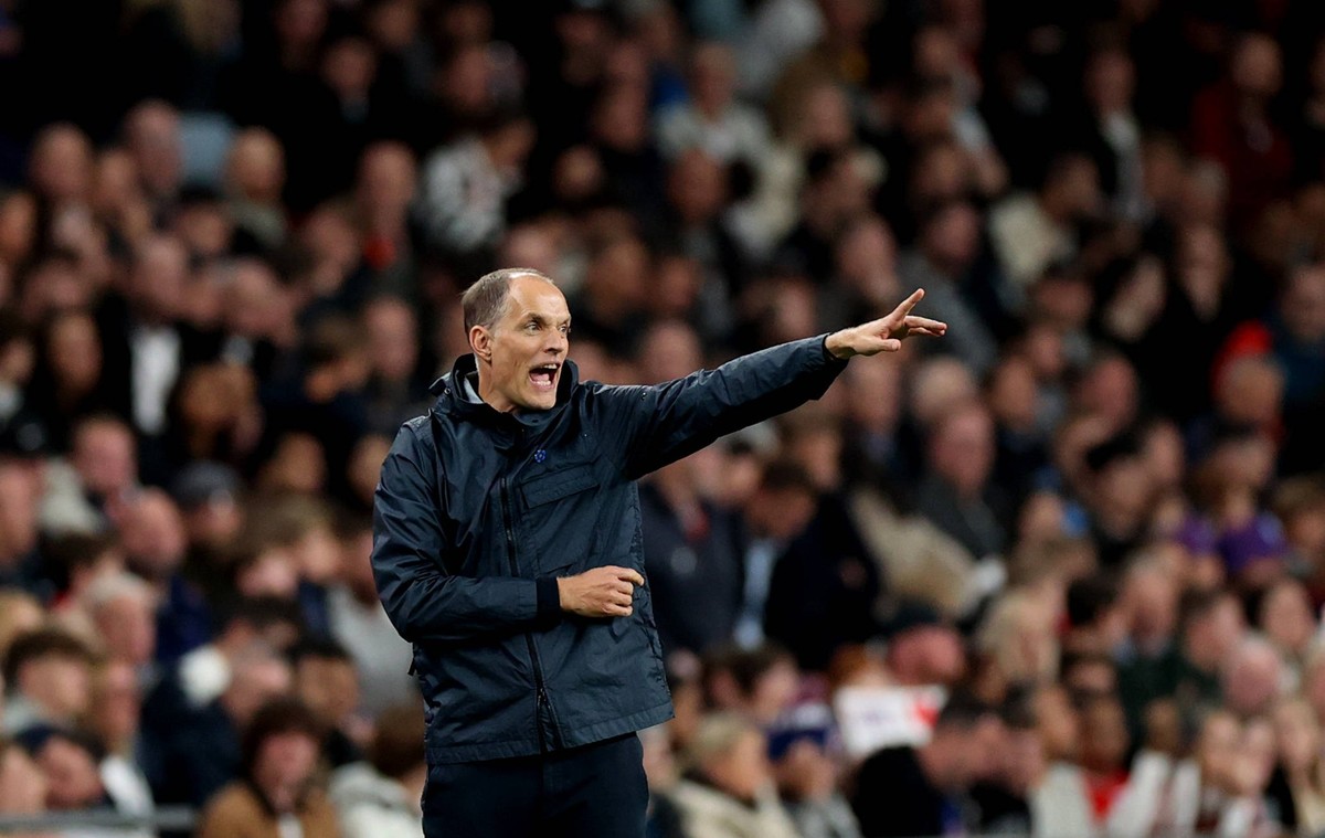 251010 -- LONDON, Oct. 10, 2025 -- England s head coach Thomas Tuchel gestures during a friendly football match between England and Wales at Wembley Stadium in London, Britain, Oct. 9, 2025. SPBRITAIN ...