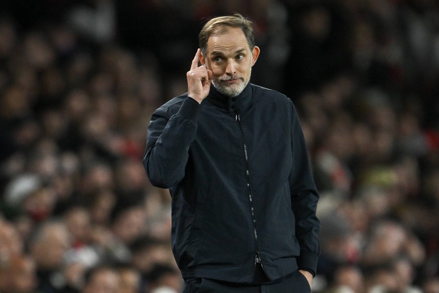 Head Coach of Bayern Munich Thomas Tuchel during the UEFA Champions League Quarter-Final 1st leg football match between Arsenal FC and Bayern Munich at the Emirates Stadium in London, England. Will Pa ...