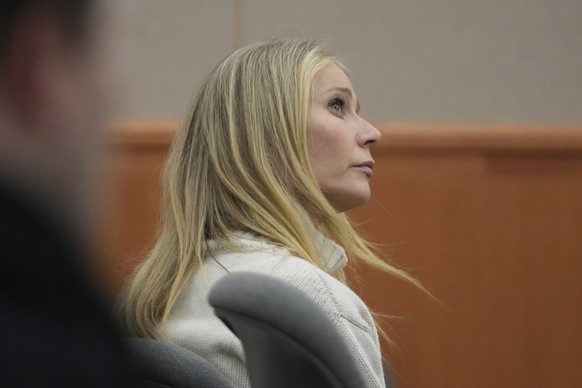 Actor Gwyneth Paltrow looks on as she sits in the courtroom on Tuesday, March 21, 2023, in Park City, Utah. Paltrow&#039;s trial over a 2016 ski collision began in the Utah ski resort town of Park Cit ...