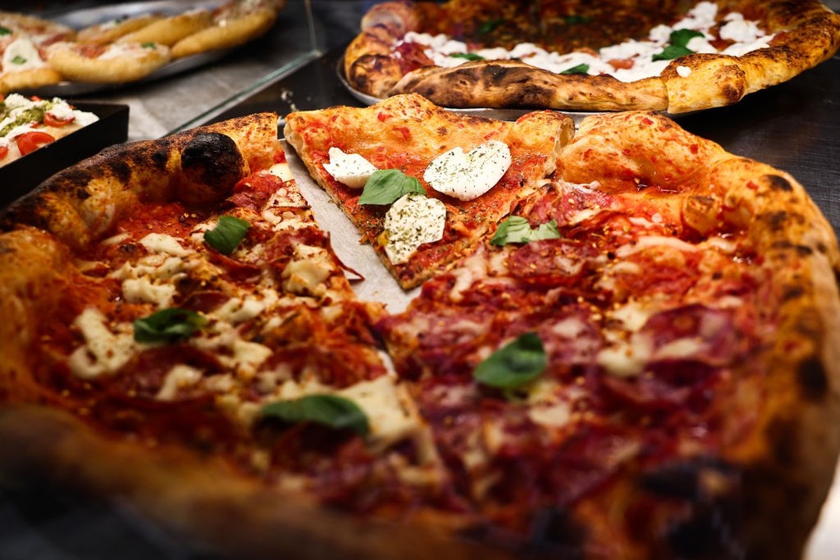 Pizza is seen at pizzeria in Milan, Italy on March 2, 2025. (Photo by Jakub Porzycki/NurPhoto via Getty Images)