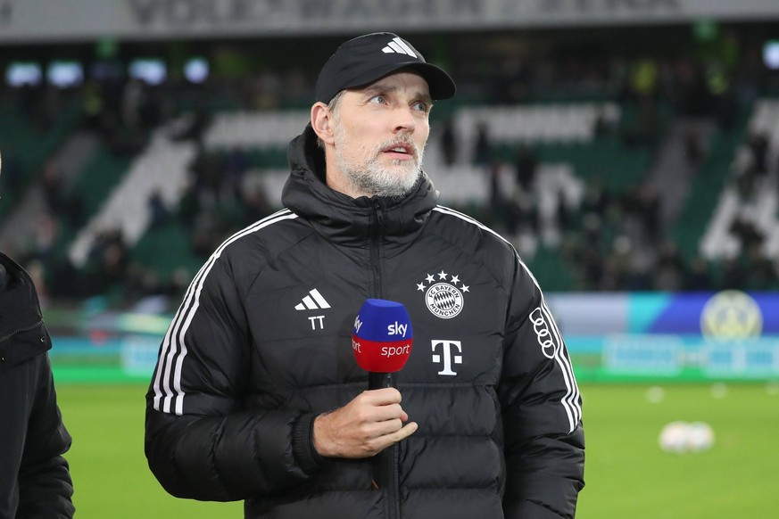 20.12.2023, xgox, Fussball 1.Bundesliga, VfL Wolfsburg - FC Bayern München emspor, v.l. Thomas Tuchel Bayern Trainer DFL/DFB REGULATIONS PROHIBIT ANY USE OF PHOTOGRAPHS as IMAGE SEQUENCES and/or QUASI ...