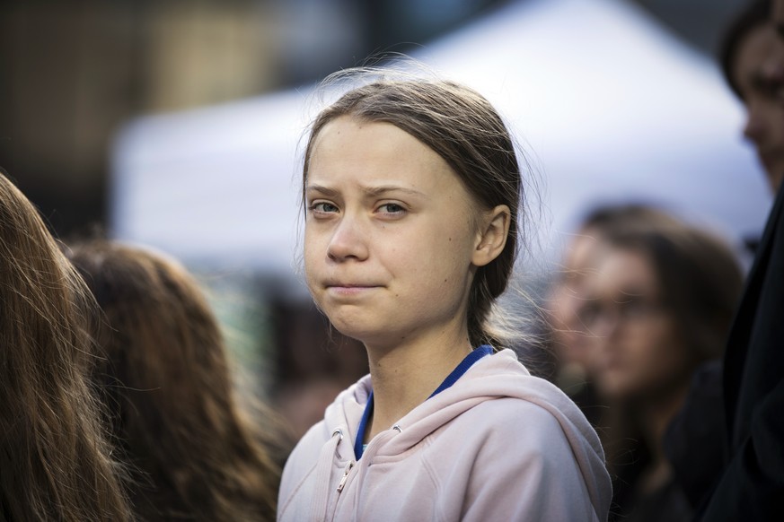 Swedish climate activist, Greta Thunberg, attends a climate rally, in Vancouver, British Columbia, on Friday, Oct. 25, 2019. (Melissa Renwick/The Canadian Press via AP)