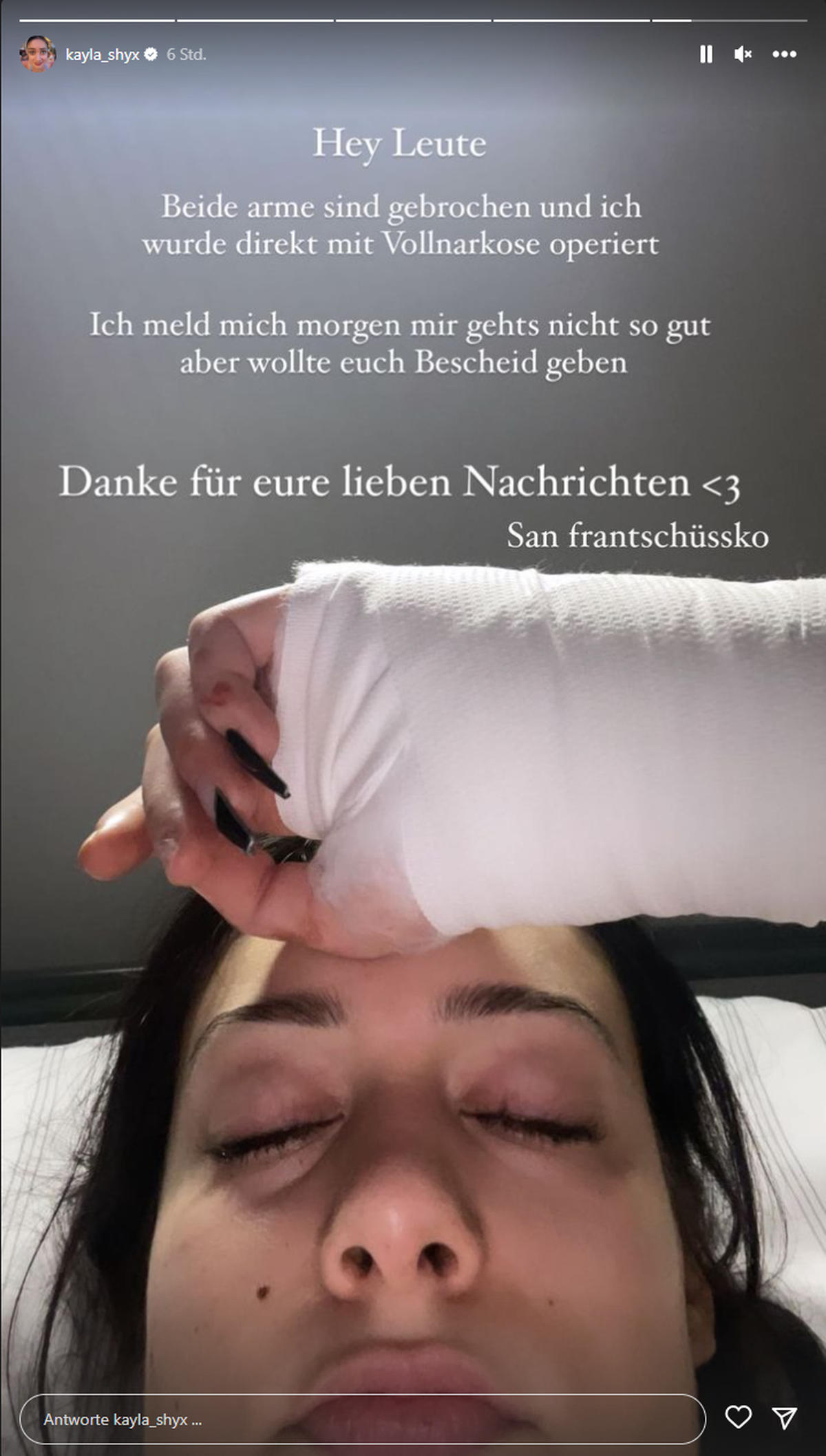 Kayla Shyx meldet sich nachts mit einer schlechten Nachricht bei ihren Follower:innen.