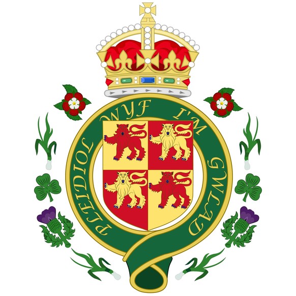 Coat of arms of Royal Badge for Wales is a country that is part of the United Kingdom. Vector illustration