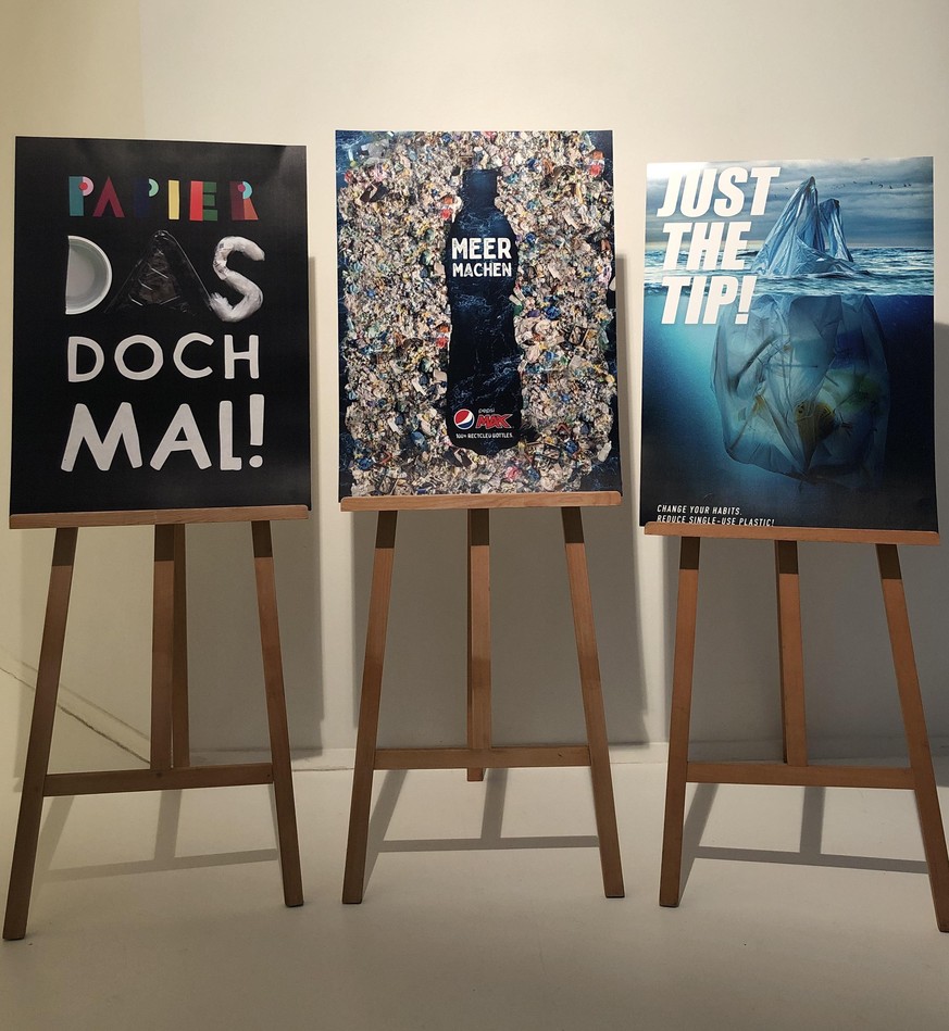 Die drei Sieger-Plakate des Nachhaltigkeits-Wettbewerbs von Pepsi Max und der Kunsthochschule SRH Berlin