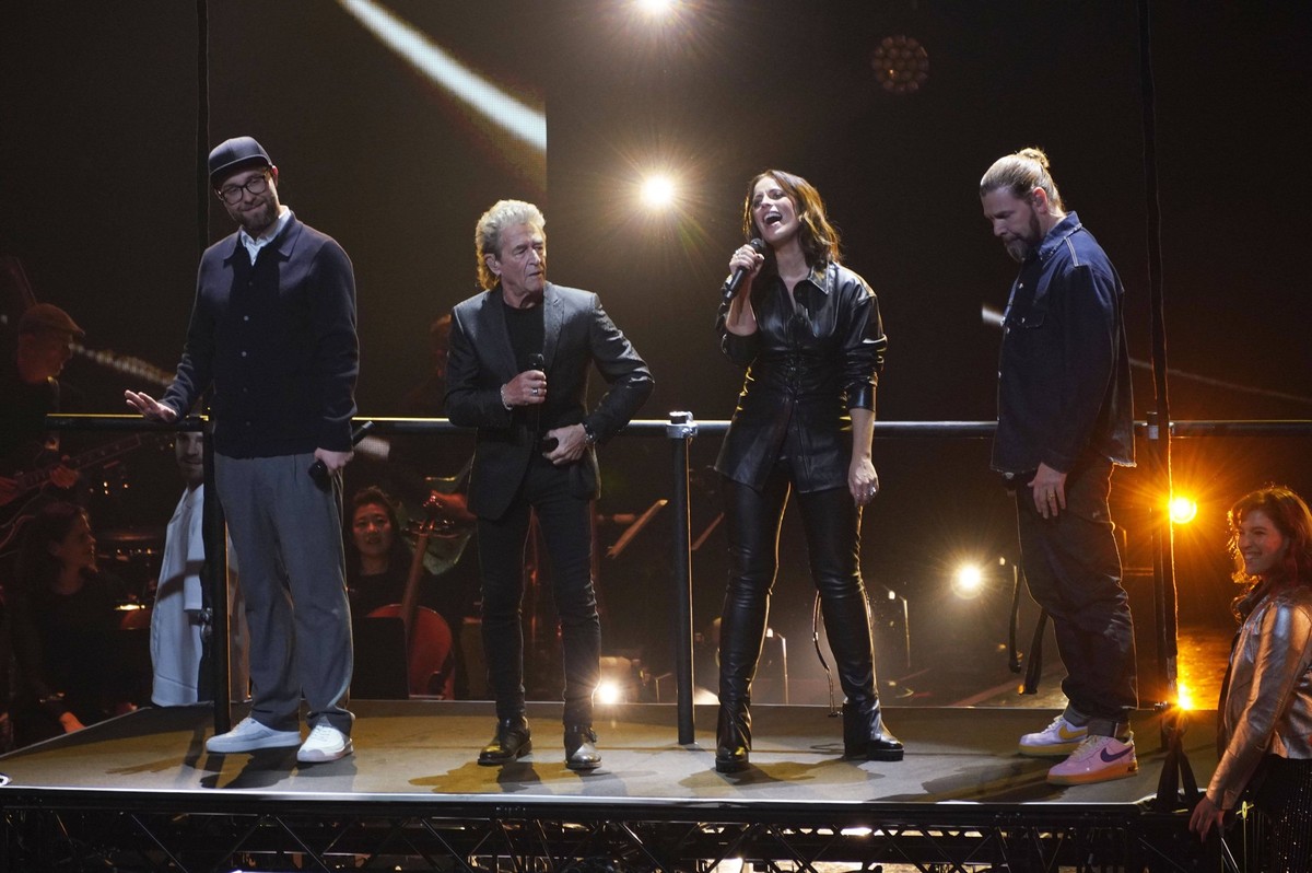 Mark Forster, Peter Maffay, Stefanie Kloß und Rea Garvey im Halbfinale der 12. Staffel der Castingshow The Voice of Germany 2022 im Studio Berlin Adlershof. Berlin, 28.10.2022 *** Mark Forster, Peter  ...