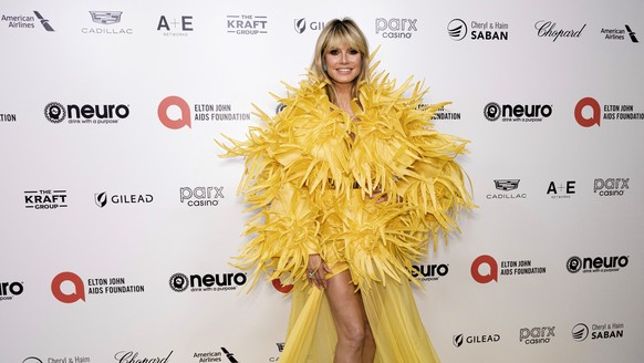 Heidi Klum arrives at the Elton John AIDS Foundation&#039;s 31st Annual Academy Awards Viewing Party on Sunday, March 12, 2023, at the West Hollywood Park in West Hollywood, Calif. (Photo by Willy San ...