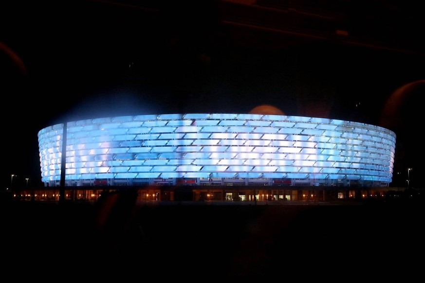 The Baku Olympic Stadium in Baku, Azerbaijan on 13 October, 2018. Azerbaijan will face Malta in a UEFA Nations League Group Stage, League D, Group 3 soccer match at the same stadium on 14 October 2018 ...