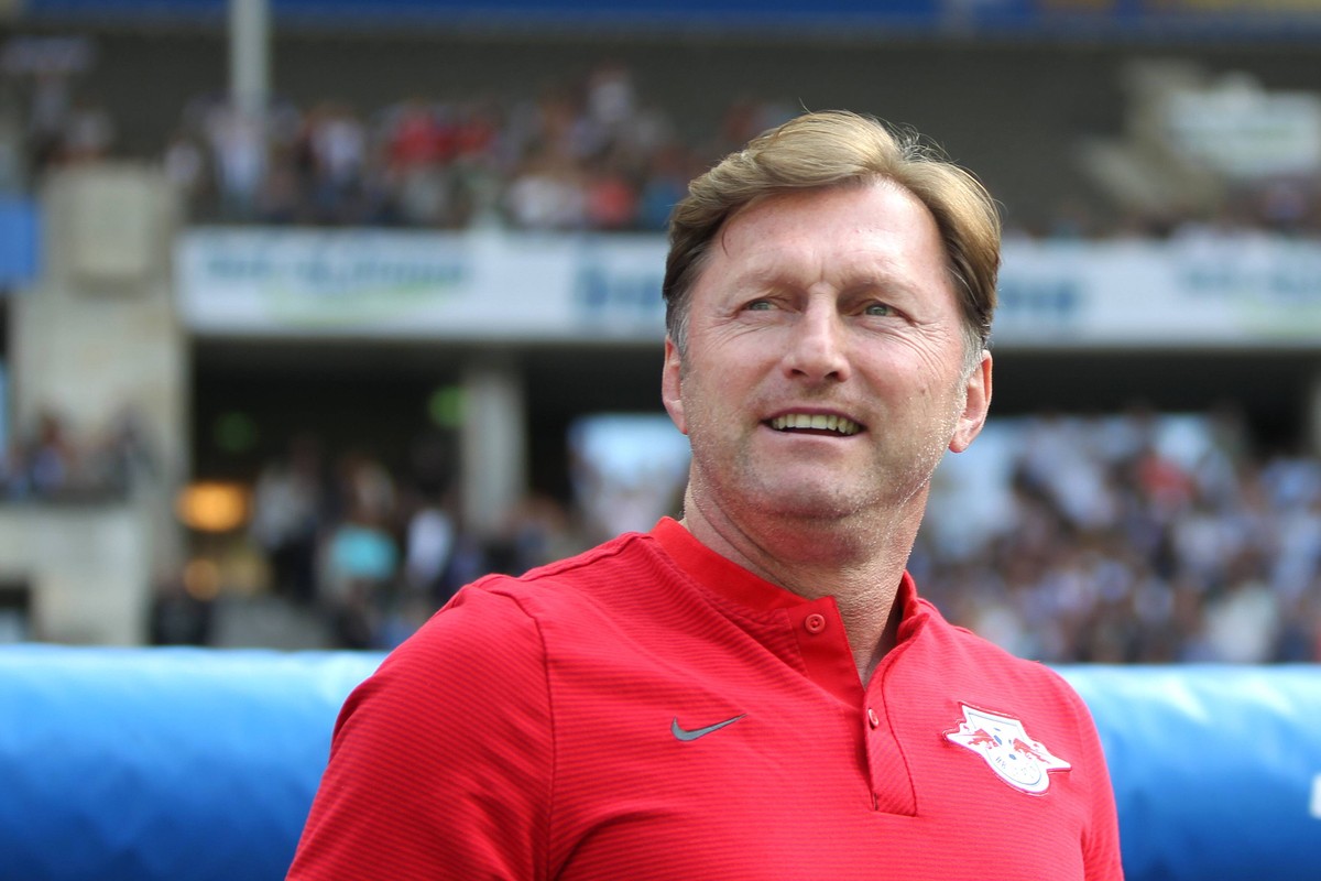 Ralph Hasenhuettl (RB Leipzig) beim Spiel Hertha BSC gegen RB Leipzig im Olympiastadion Berlin am 12.05.2018, GER, Fussball, 1.Bundesliga, Hertha BSC gegen RB Leipzig, 12.05.2018, Olympiastadion Berli ...