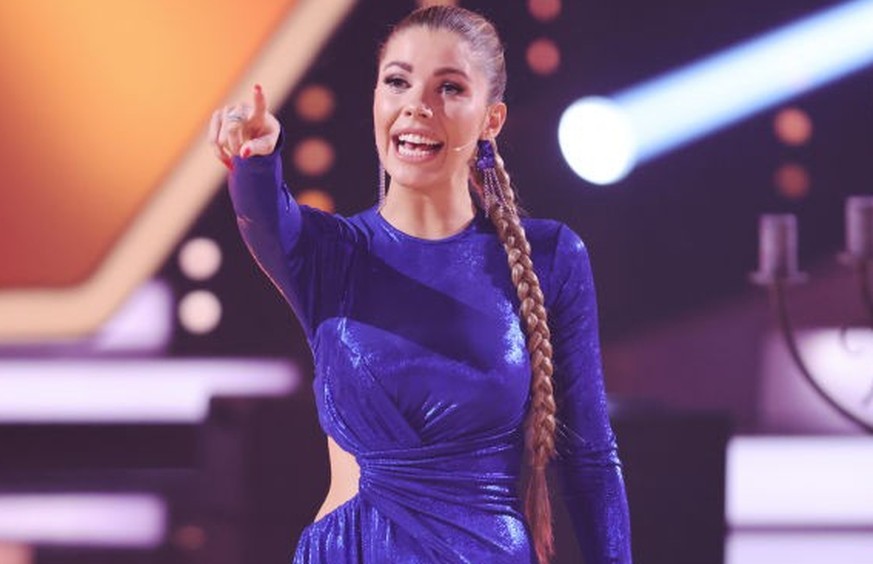 COLOGNE, GERMANY - MARCH 10: Host Victoria Swarovski is seen on stage during the third &quot;Let&#039;s Dance&quot; show at MMC Studios on March 10, 2023 in Cologne, Germany. (Photo by Andreas Rentz/G ...