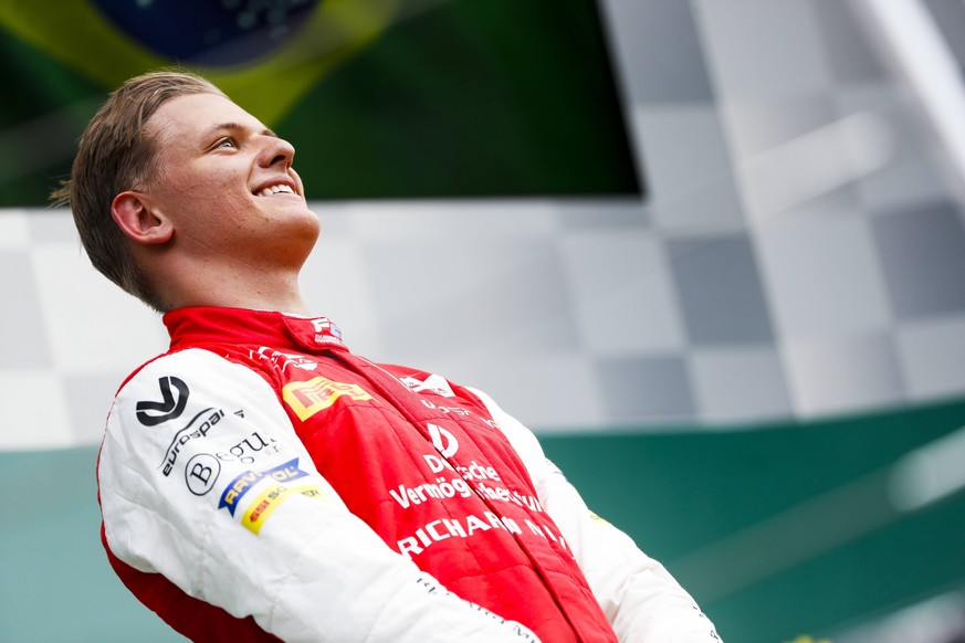 2019 Hungaroring HUNGARORING, HUNGARY - AUGUST 04: HUNGARORING, HUNGARY - AUGUST 04: Race winner Mick Schumacher DEU, PREMA RACING on the podium during the Hungaroring at Hungaroring on August 04, 201 ...