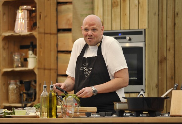 May 5, 2014 - Bristol, Bristol, UK - Bristol, UK. Tom Kerridge does a live demonstration of cooking lamb shank with bay and borlotti beans, and buttered ham with English asparagus and parsley, at the  ...
