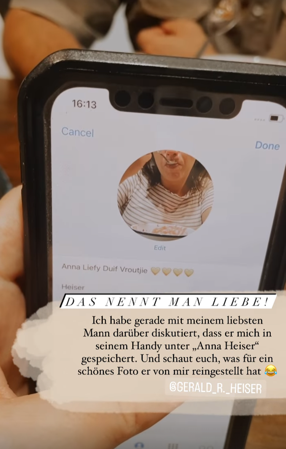 Anna Heiser lässt auf Instagram ihre Fans an den Späßen ihres Mannes teilhaben.