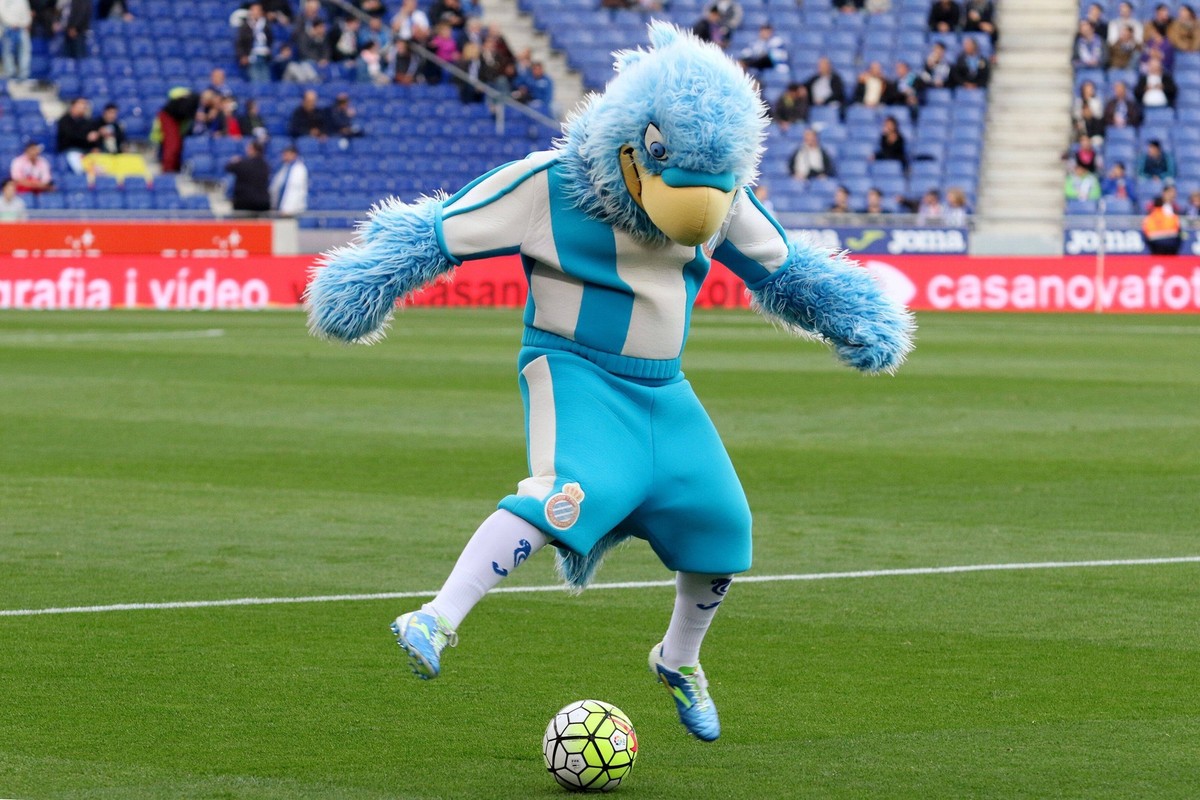 Mandatory Credit: Photo by Bagu Blanco/Bpi/Shutterstock 5657716v RCD Espanyol mascot named Perico before the Spanish League match, date 34, between RCD Espanyol and Celta de Vigo, played at the RCD Es ...