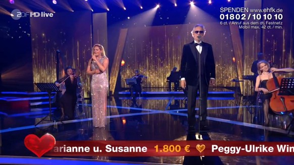 Helene Fischer und Andrea Bocelli performten gemeinsam.
