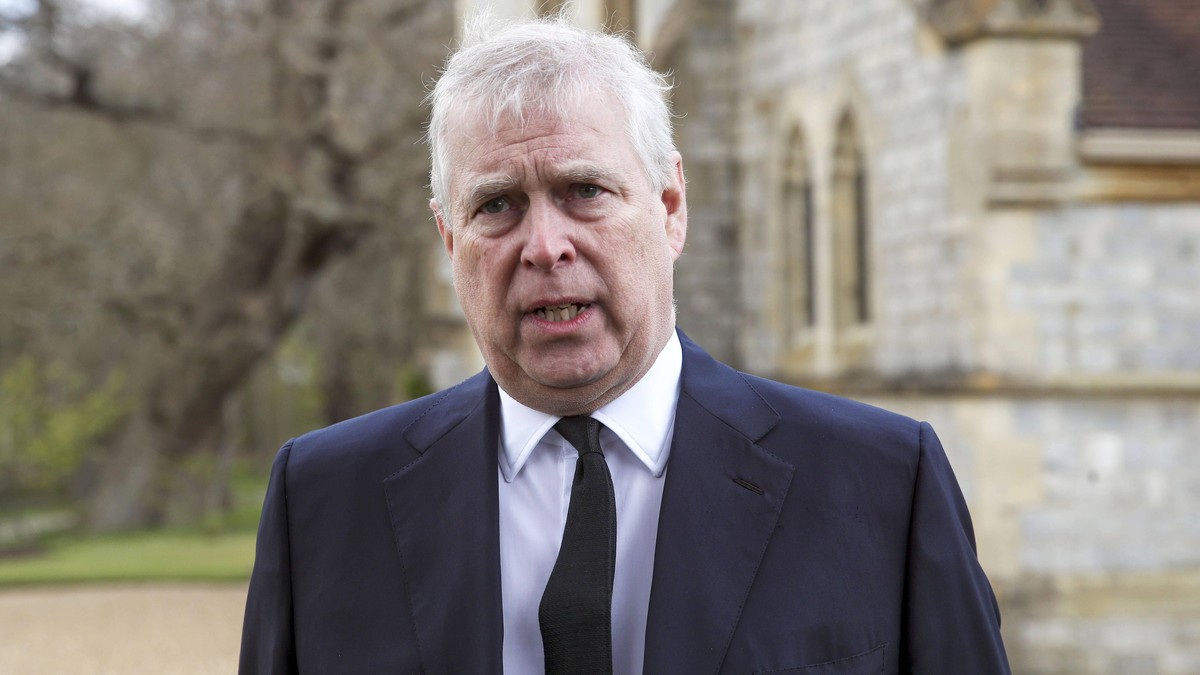 . 11/04/2021. Windsor, United Kingdom. Prince Andrew, the Duke of York , attends a church service at the Royal Chapel of All Saints at Royal Lodge, Windsor, following the death of Prince Philip , the ...