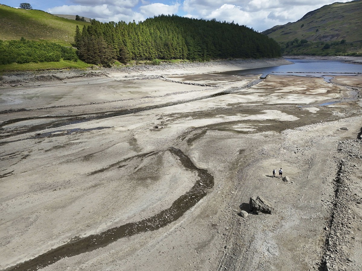 A view of Haweswater reservoir in the valley of Mardale, in Cumbria, England, Friday May 23, 2025, as the UK is set to record its driest spring in over a century. (Owen Humphreys/PA via AP)