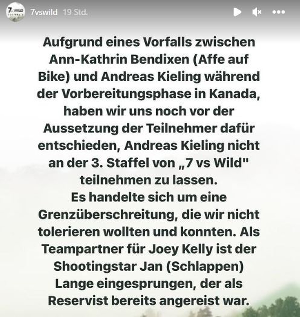 Das Statement zu dem Vorfall wurde auf Instagram veröffentlicht.