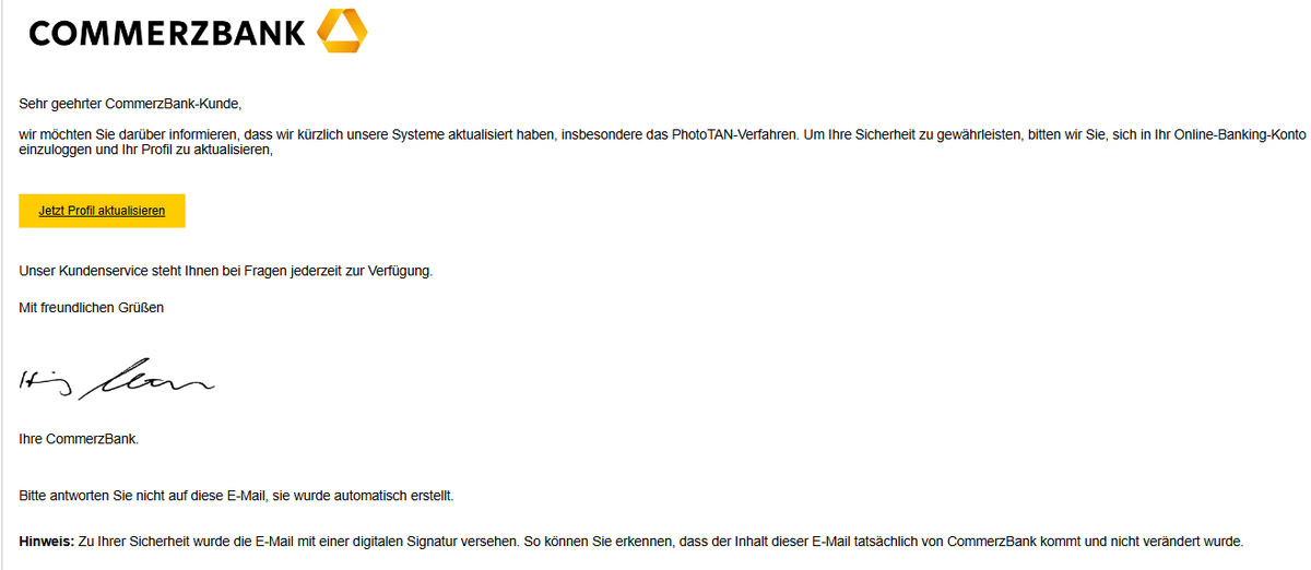 Das ist die Betrugs-Mail an Commerzbank-Kund:innen.