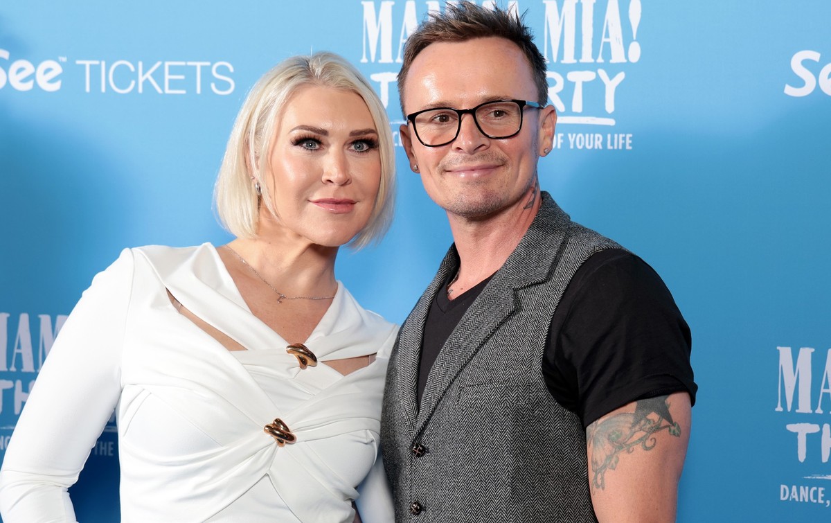 LONDON, ENGLAND - SEPTEMBER 04: Jo O'Meara and Jon Lee attend the 5th anniversary gala of "Mamma Mia! The Party" at The O2 Arena on September 04, 2024 in London, England. (Photo by Shan ...