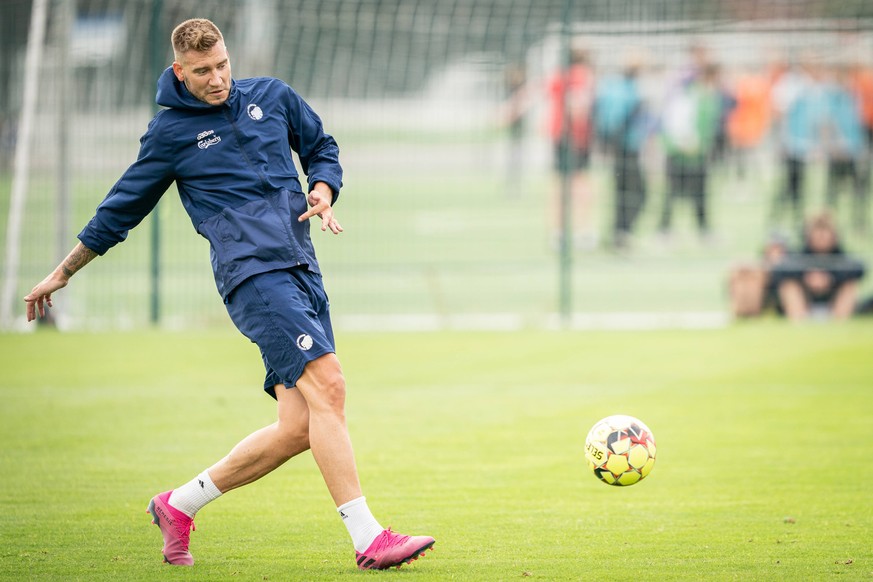 Nicklas Bendtner traener med FC Koebenhavn, onsdag den 4 september 2019.F.C. Koebenhavn har hentet Nicklas Bendtner i norske Rosenborg BK og skrevet kontrakt med ham gaeldende for resten af aaret.. ,  ...